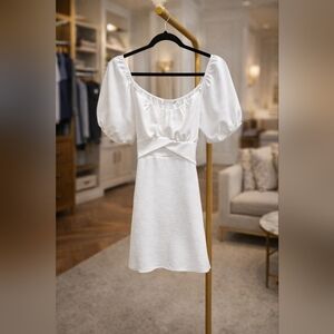 NWT Altar'd State White Puff Sleeve Mini Dress